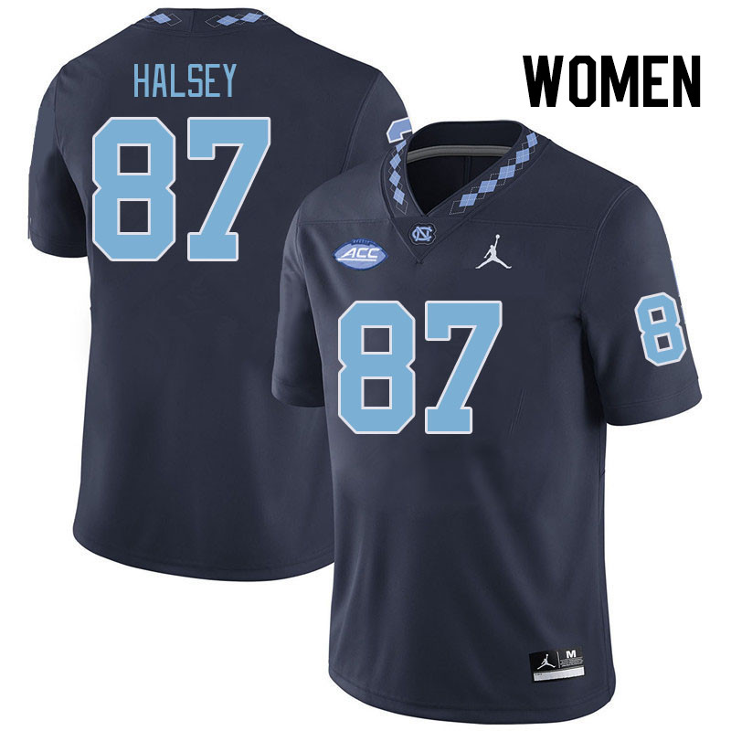 Women #87 Cort Halsey North Carolina Tar Heels College Football Jerseys Stitched Sale-Navy